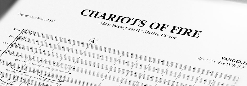 Chariots of fire concert band full score arrangement vangelis