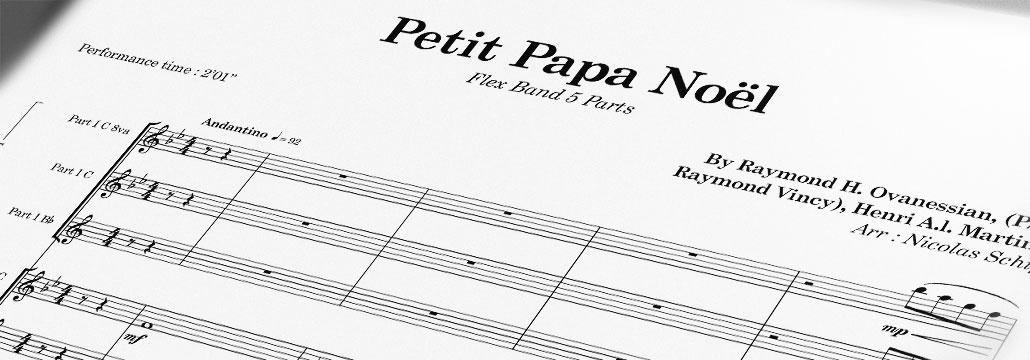 Petit Papa Noël, chanson de Noël arrangée pour orchestre flexible à 5 voix par Nicolas Schiff